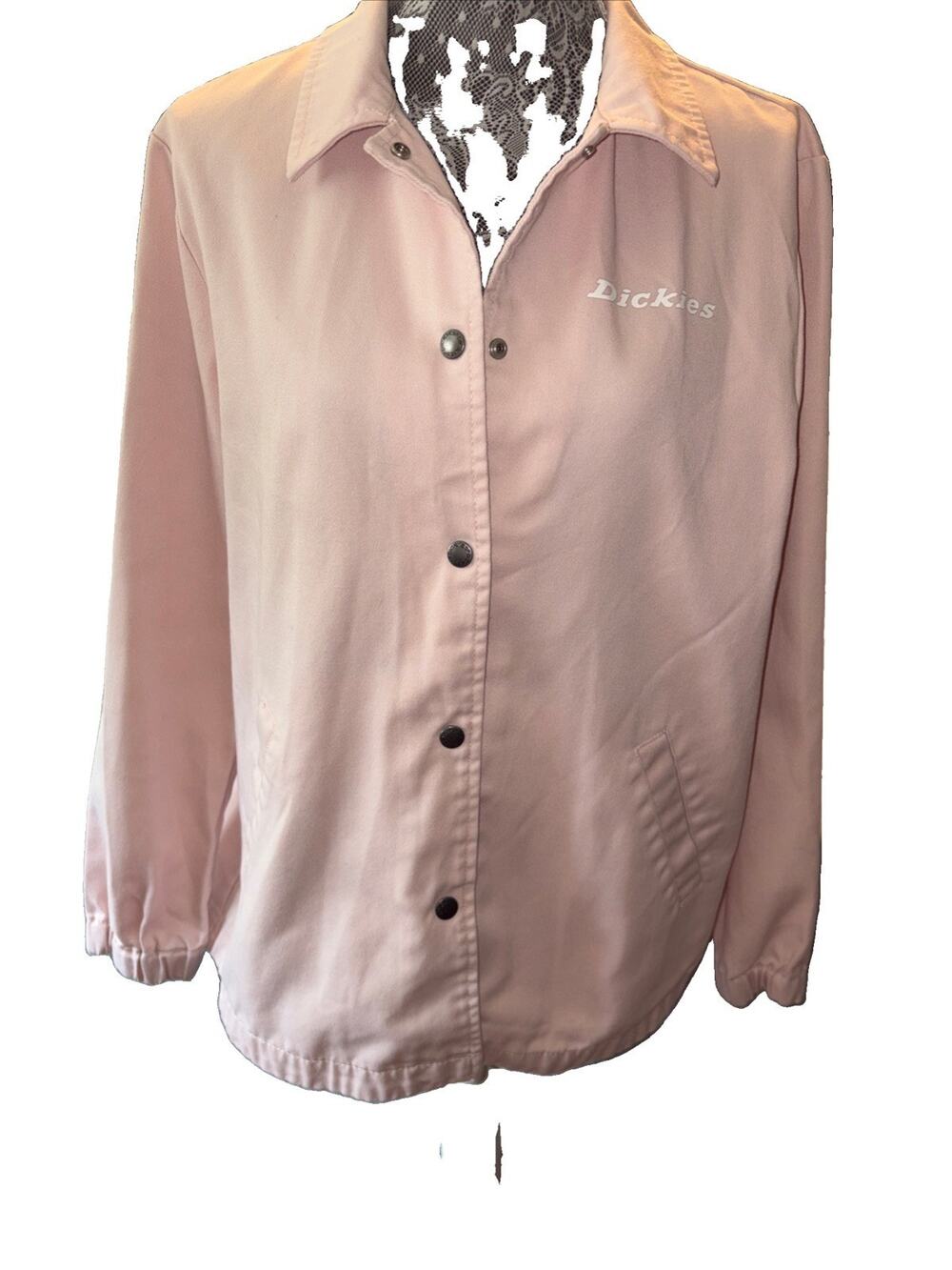 Dickies Snap Button Work Shirt Women’s Large Pink Oversized 67’ Collection Denim